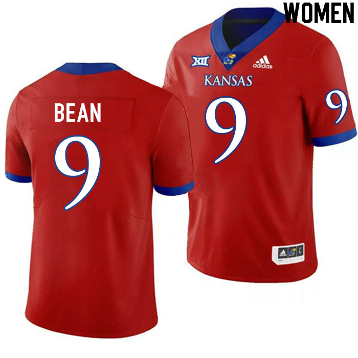 Women #9 Jason Bean Kansas Jayhawks College Football Jerseys Stitched Sale-Red